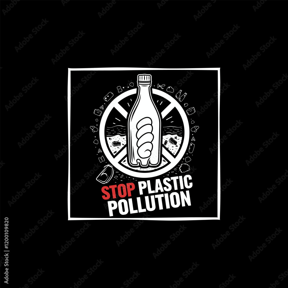 Fototapeta premium Stop Ocean Plastic Pollution