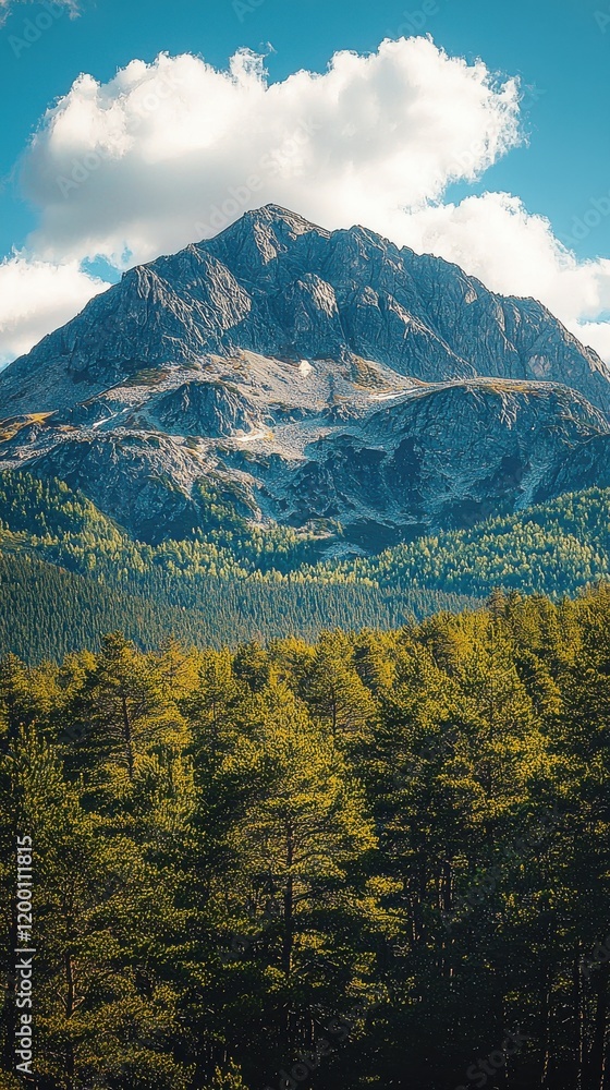 Obraz premium Mountain retreat adventure in serene alpine landscape high-resolution nature nostalgic views
