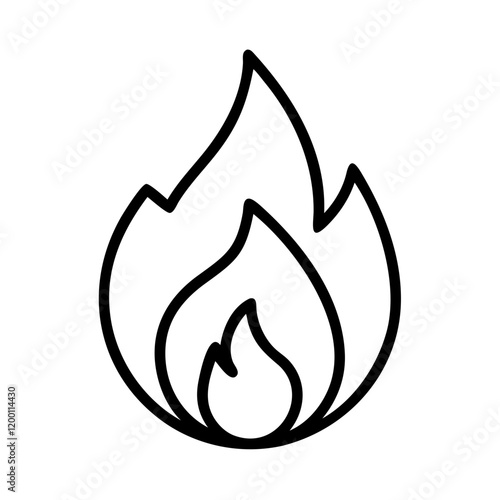 fire icon, fire line art - simple line art of fire, perfect for fire logos and icons and themed design 