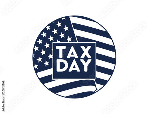 tax day image with american flag background, symbolizing the annual deadline for filing taxes in the united states. the design features a circular shape with stars and stripes, emphasizing the patriot