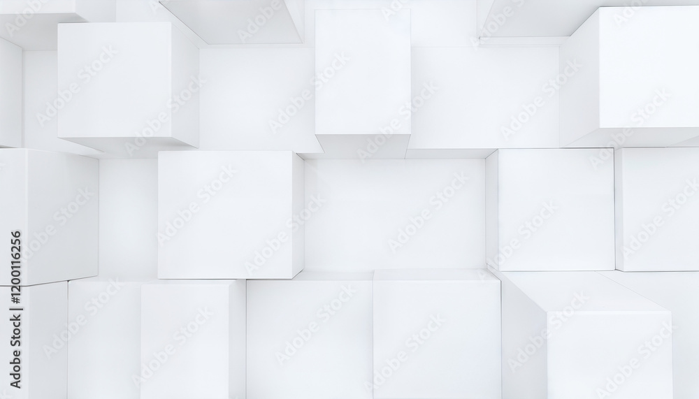 Random shifted white cube boxes block background wallpaper banner with copy space Random shifted white cube boxes block background wallpaper banner with copy space