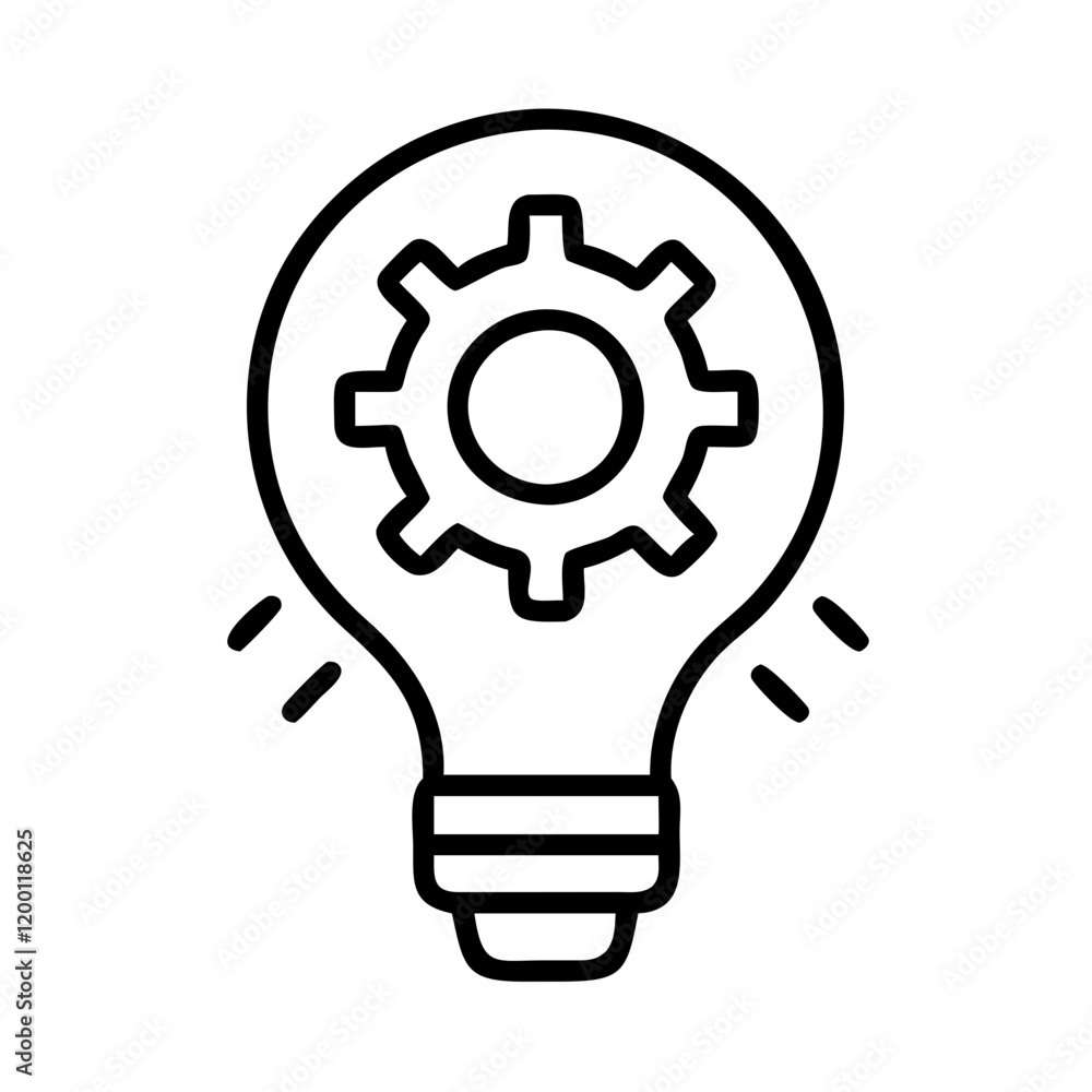 gear on light bulb icon, gear on light bulb line art - simple line art of gear on light bulb, perfect for gear on light bulb logos and icons and themed design gear on light bulb icon, gear on light bulb line art - simple line art of gear on light bulb, perfect for gear on light bulb logos and icons and themed design