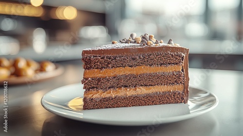 Indulging in decadent layered chocolate cake gourmet bakery close-up culinary art modern dessert elegance