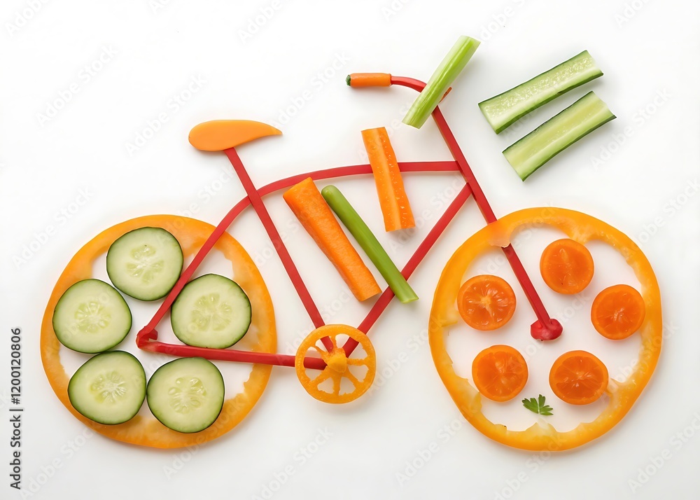 Sliced vegetables in form of a bicycle Sliced vegetables in form of a bicycle