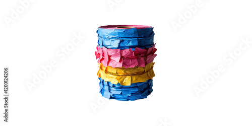 Colorful fiesta piata in vibrant layers of blue, pink, and yellow isolated on transparent background photo