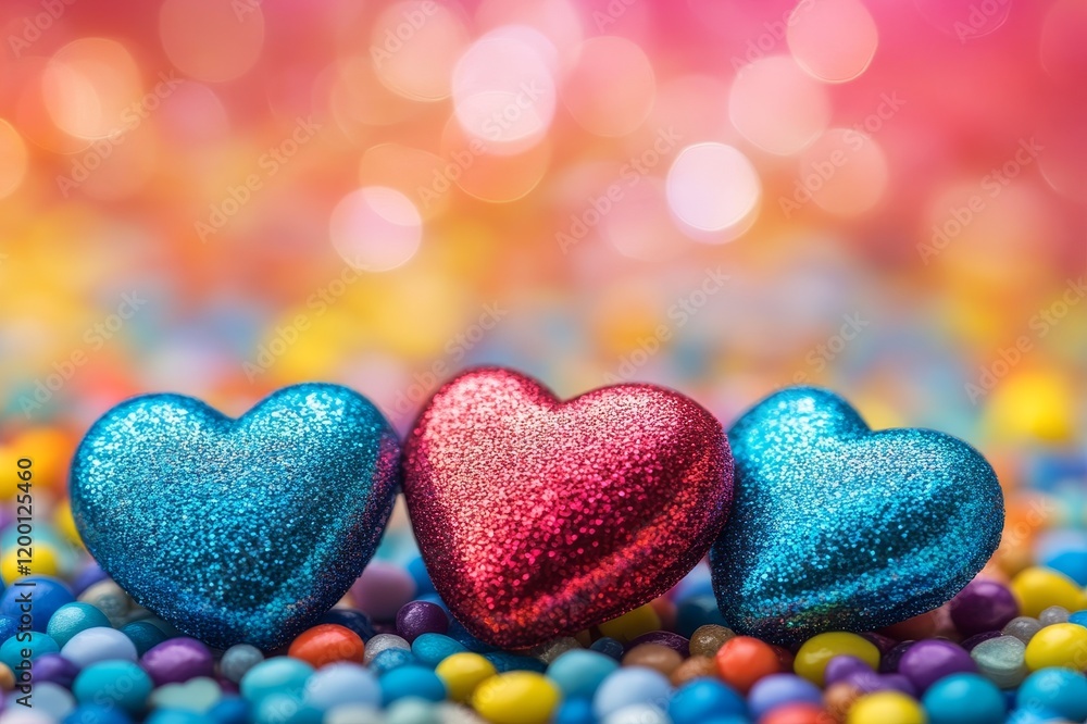 Obraz premium Bright background with hearts with space for text, valentine's day.