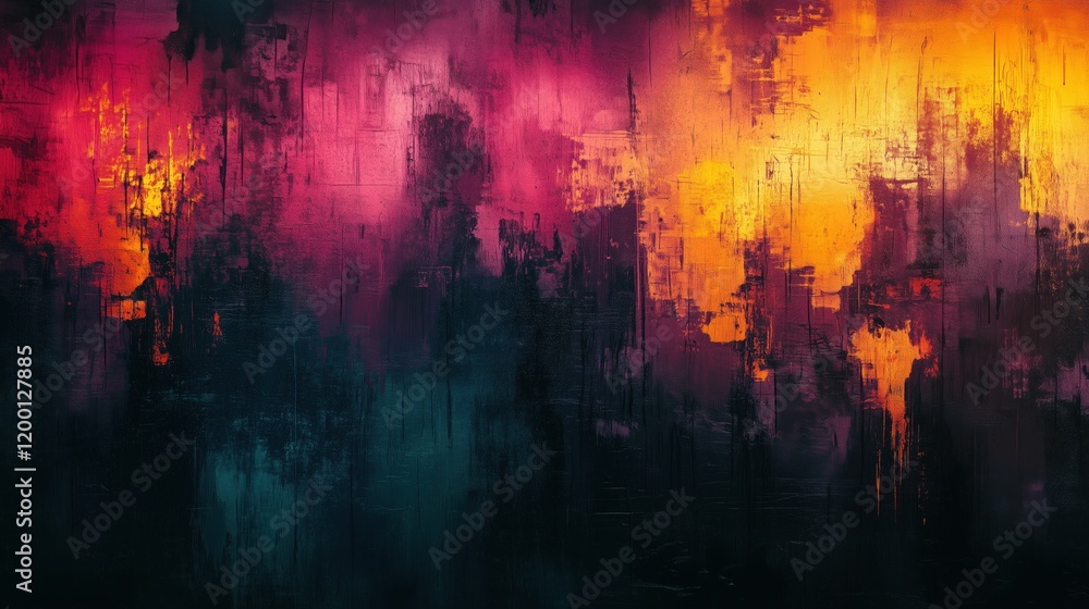 Vibrant abstract painting with bold pink and orange hues and grunge texture Vibrant abstract painting with bold pink and orange hues and grunge texture