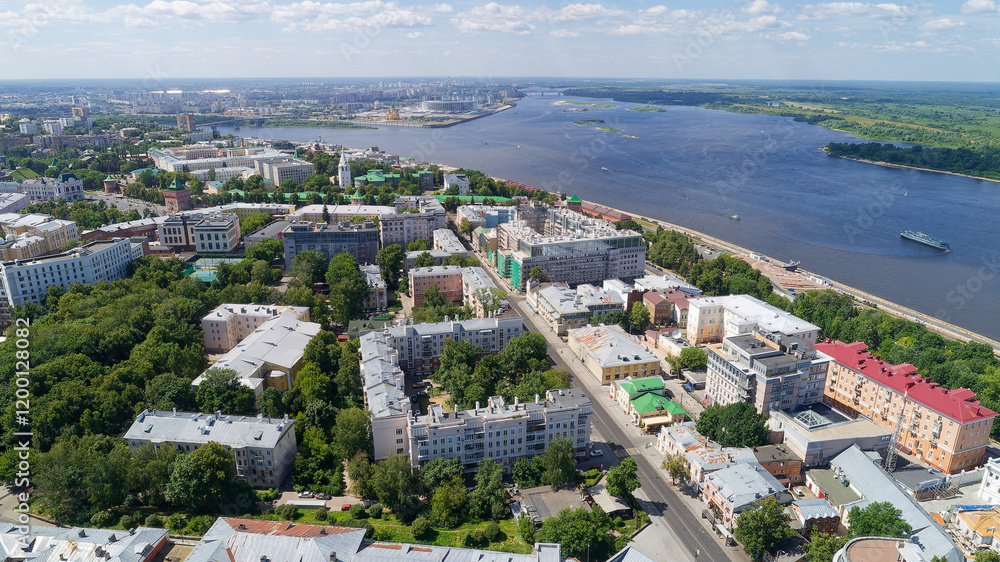 Fototapeta premium City view with a river in the background