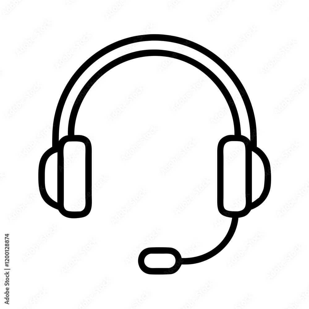 headset icon, headset line art - simple line art of headset, perfect for headset logos and icons and themed design headset icon, headset line art - simple line art of headset, perfect for headset logos and icons and themed design