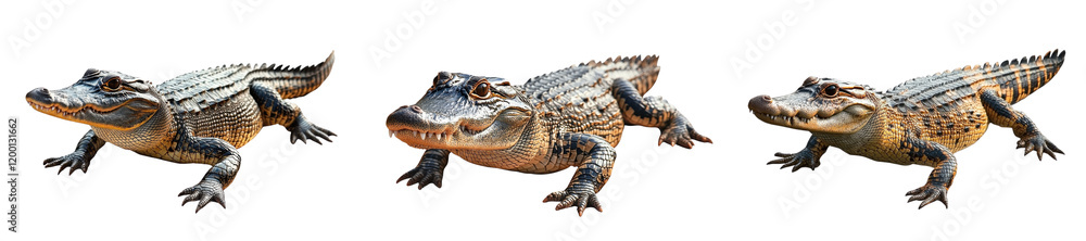 Fototapeta premium alligator trio - isolated on white background