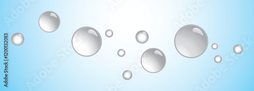 Collection of realistic soap bubbles, Transparent realistic soap bubbles isolated, Water drop liquid clear, 3d soap ball, Circle crystal close up drinking water on surface, purify, eco, Vector 2025