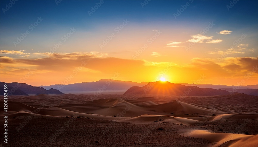 Fototapeta premium sunset over the desert landscape background high pleasant picture