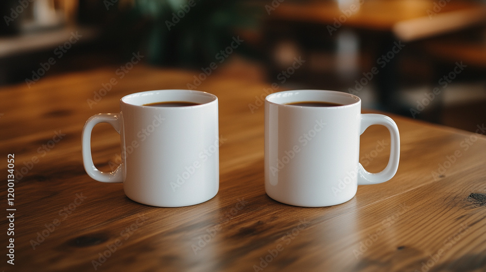 Two coffee cups side by side on a modern table symbolizing casual teamwork and collaboration blurred background offers empty caption space representing simplicity balance and connection in discussions Two coffee cups side by side on a modern table symbolizing casual teamwork and collaboration blurred background offers empty caption space representing simplicity balance and connection in discussions