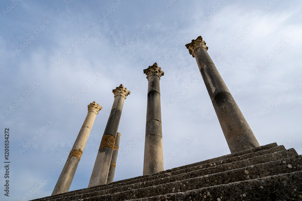 Columns in Volubils, Berber-Roman city in Morocco