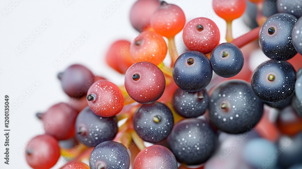 A close-up of vibrant red and black beads, glistening with droplets, creating a striking visual display. A close-up of vibrant red and black beads, glistening with droplets, creating a striking visual display.