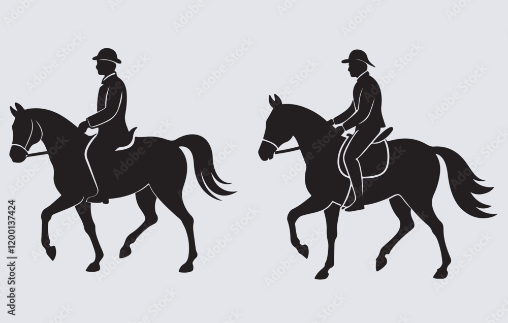 horse and rider, men on horseback silhouette vector art illustration horse and rider, men on horseback silhouette vector art illustration