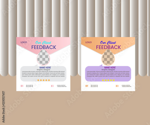 Client feedback or customer testimonial social media post design template. Client testimonial or Customer feedback social media banner template. Customer review banner set. Testimonial design 2025