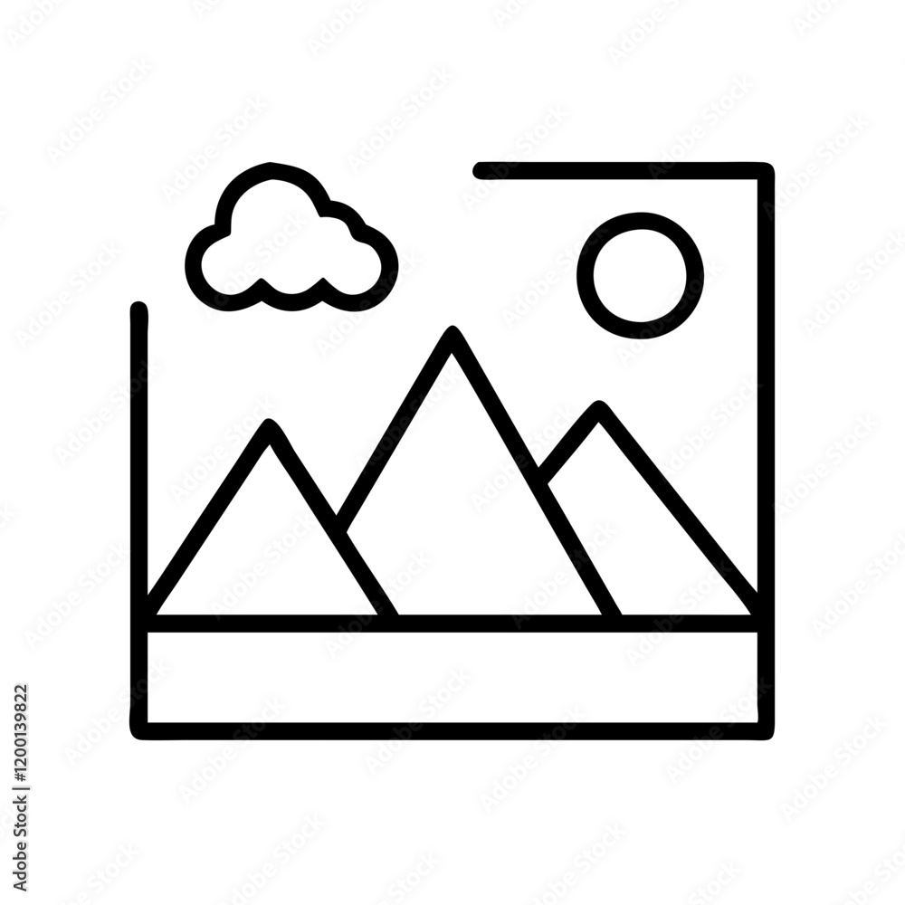 landscape icon, landscape line art - simple line art of landscape, perfect for landscape logos and icons and themed design landscape icon, landscape line art - simple line art of landscape, perfect for landscape logos and icons and themed design