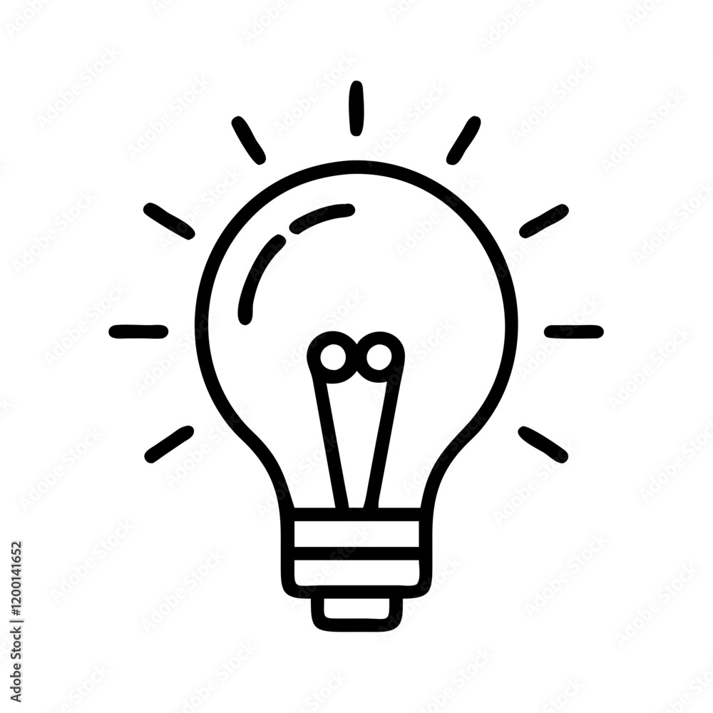 lightbulb idea icon, lightbulb idea line art - simple line art of lightbulb idea, perfect for lightbulb idea logos and icons and themed design 