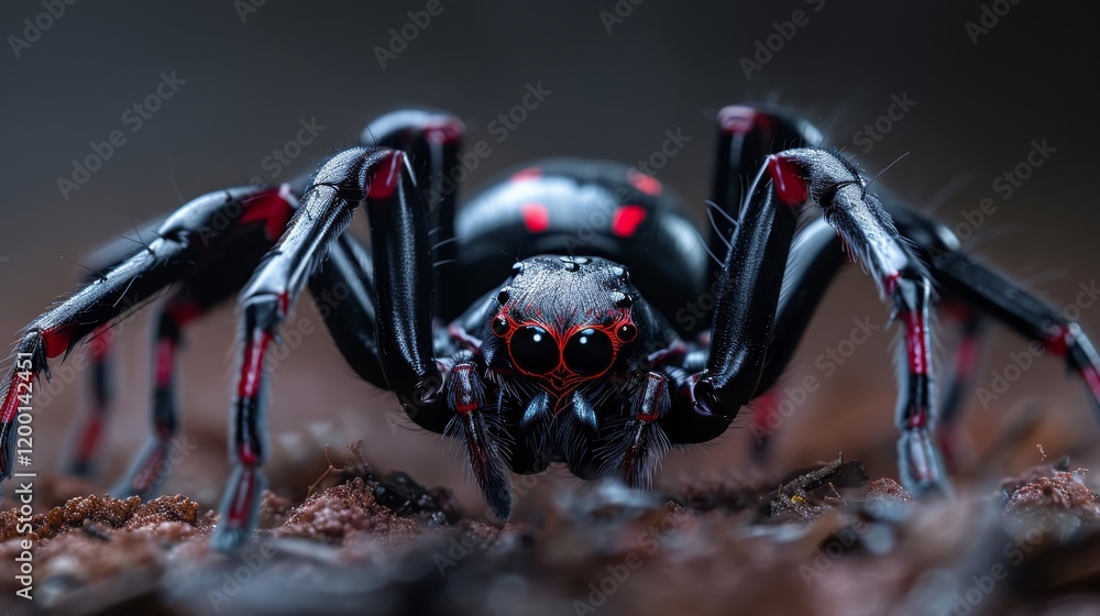 Fototapeta premium Black widow spider waiting for prey