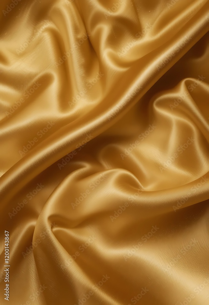 Fototapeta premium Golden Satin Fabric Draped Luxuriously Soft
