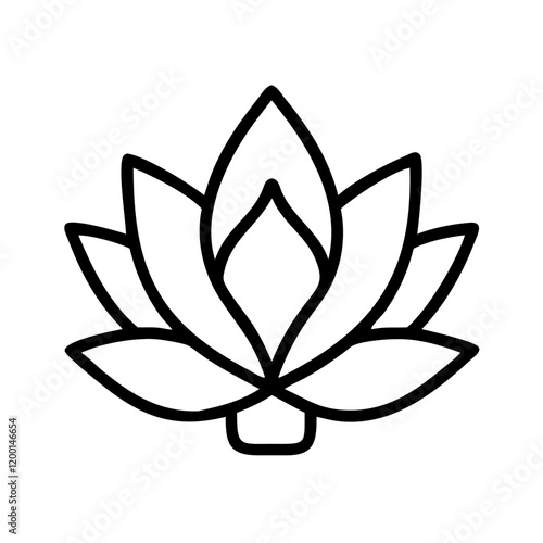 lotos icon, lotos line art - simple line art of lotos, perfect for lotos logos and icons and themed design 