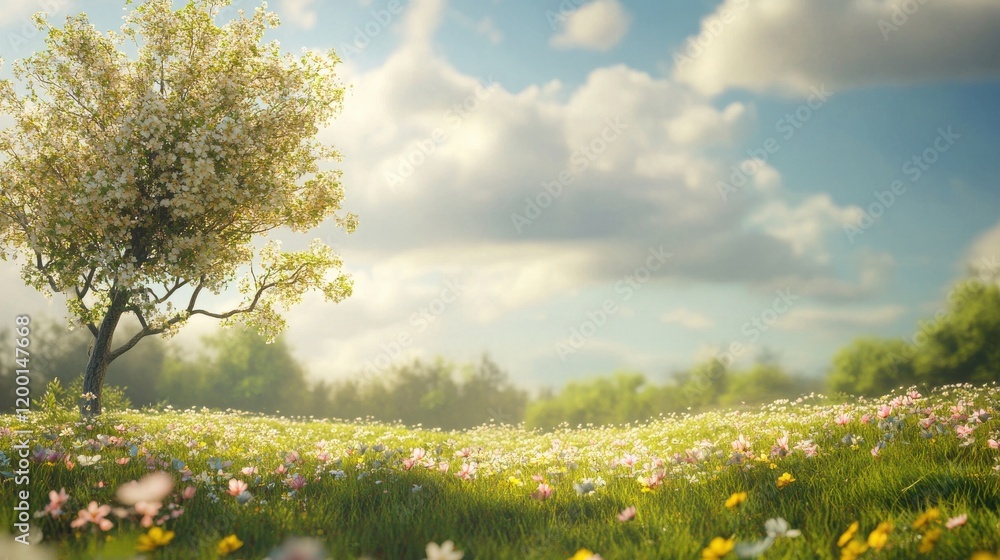 Fototapeta premium Serene Spring Meadow