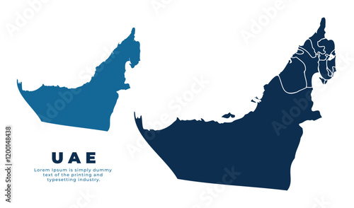 United Arab Emirates political map and simple flat vector illustration