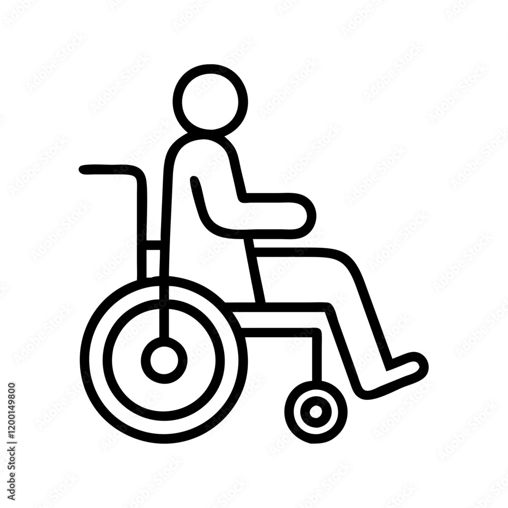 man wheelchair icon, man wheelchair line art - simple line art of man wheelchair, perfect for man wheelchair logos and icons and themed design man wheelchair icon, man wheelchair line art - simple line art of man wheelchair, perfect for man wheelchair logos and icons and themed design