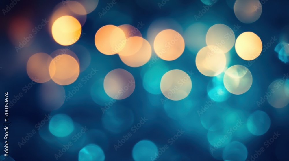 Obraz premium Abstract bokeh lights, teal and gold
