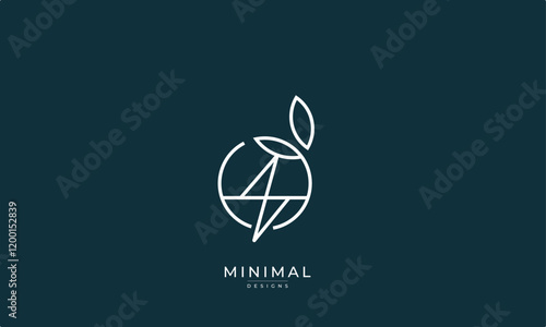 Minimal leaf circle with a lightning bolt logo, renewable energy logo