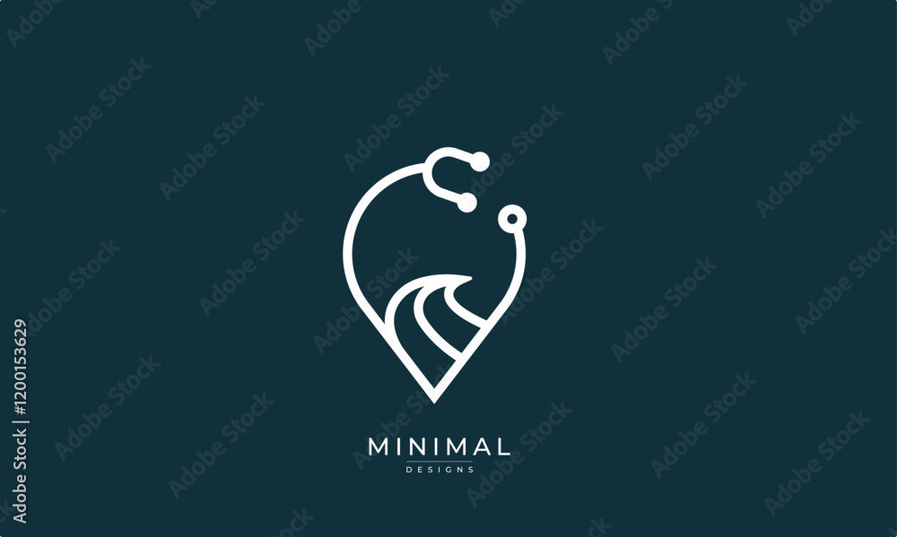 Minimal Medical location logo / location pin with stethoscope logo Minimal Medical location logo / location pin with stethoscope logo
