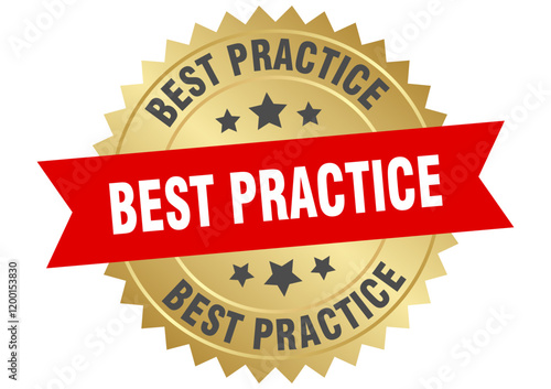 best practice. best practice round red and gold label isolated on transparent background