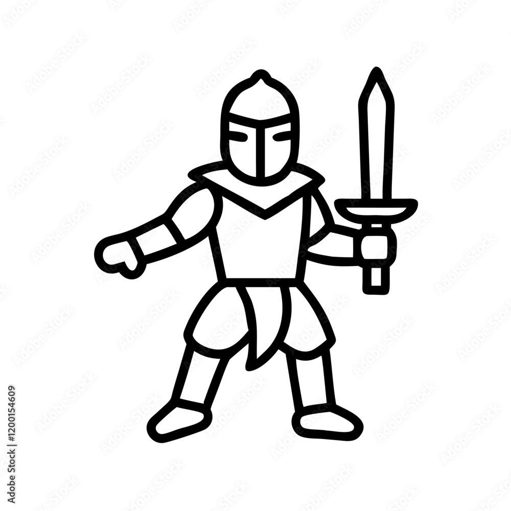 Obraz premium medieval knight icon, medieval knight line art - simple line art of medieval knight, perfect for medieval knight logos and icons and themed design 