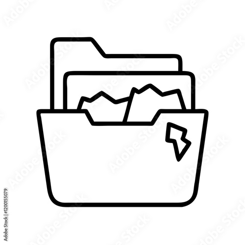 messy folder icon, messy folder line art - simple line art of messy folder, perfect for messy folder logos and icons and themed design 