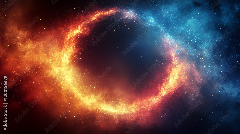 Obraz premium A solid color circle sits at the center of a soft gradient background, symbolizing focus and clarity amidst the surrounding blur, evoking a sense of calm, order, and stillness in a chaotic world. 