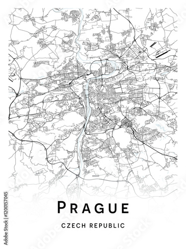 City map of the Prague Czech Repubic - concept art.