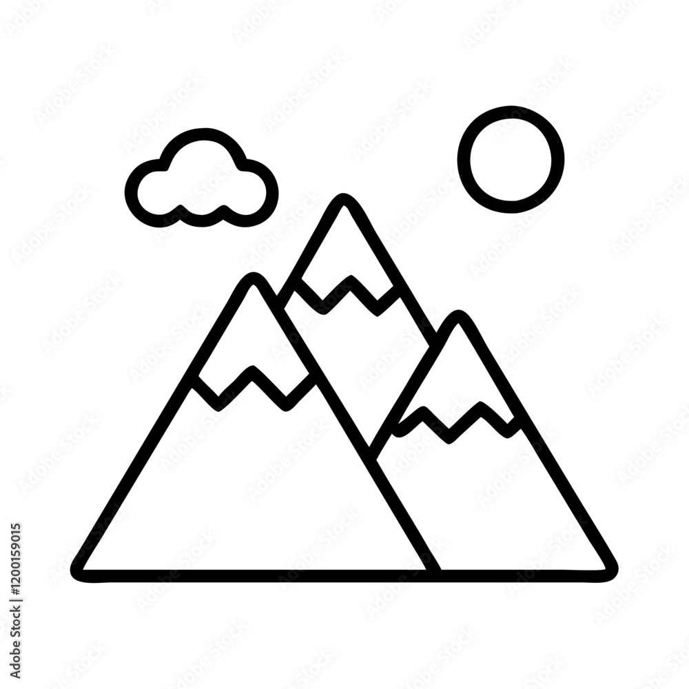 mountains icon, mountains line art - simple line art of mountains, perfect for mountains logos and icons and themed design mountains icon, mountains line art - simple line art of mountains, perfect for mountains logos and icons and themed design