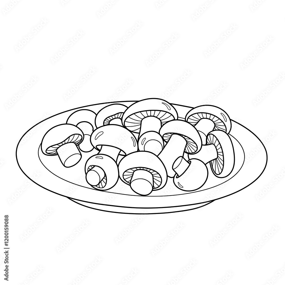 mushrooms on a plate coloring mushrooms on a plate coloring