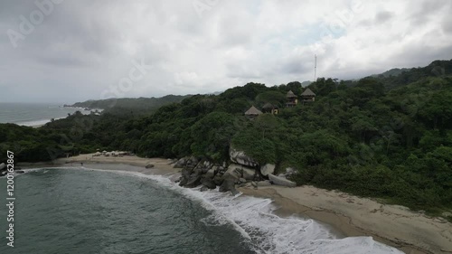 beach in tropical paradise in cloudy weather