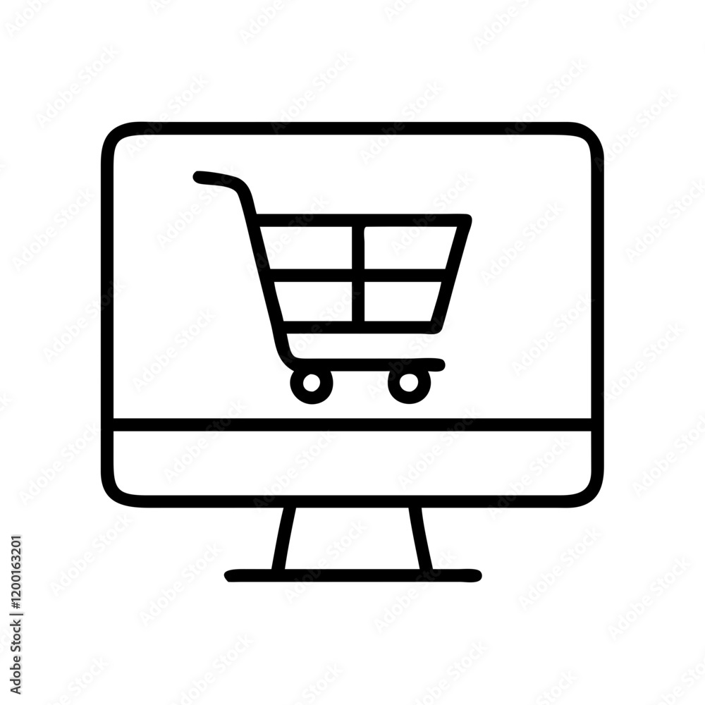 online shopping icon, online shopping line art - simple line art of online shopping, perfect for online shopping logos and icons and themed design online shopping icon, online shopping line art - simple line art of online shopping, perfect for online shopping logos and icons and themed design