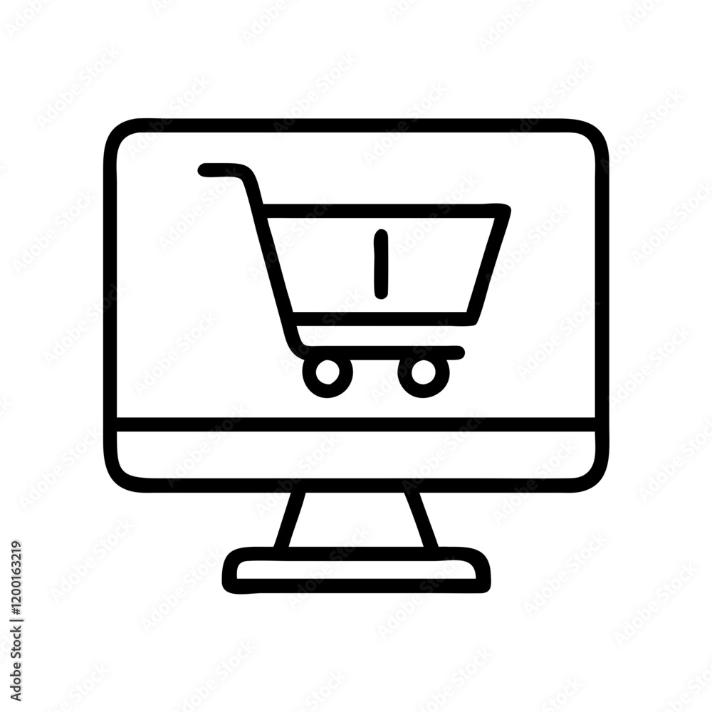 online shopping icon, online shopping line art - simple line art of online shopping, perfect for online shopping logos and icons and themed design online shopping icon, online shopping line art - simple line art of online shopping, perfect for online shopping logos and icons and themed design