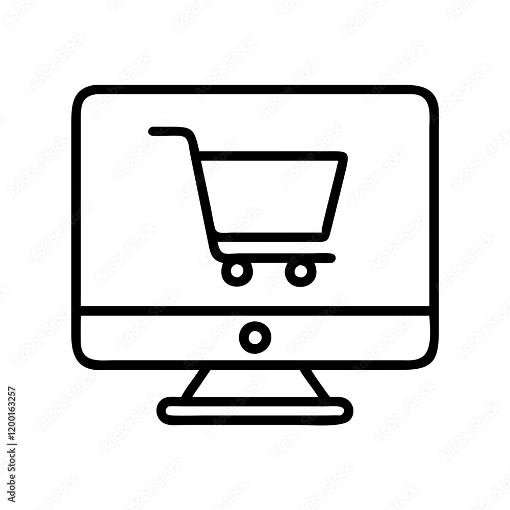 online shopping icon, online shopping line art - simple line art of online shopping, perfect for online shopping logos and icons and themed design online shopping icon, online shopping line art - simple line art of online shopping, perfect for online shopping logos and icons and themed design