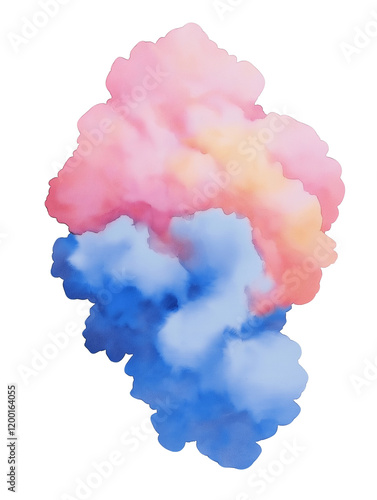 Wallpaper Mural Vibrant Gradient Watercolor Smoke with Shades of Pink, Peach, and Blue, Isolated on Transparent Background, Cutout. PNG. Torontodigital.ca