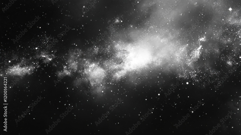 Fototapeta premium Cosmic dust and stellar glow in grayscale.