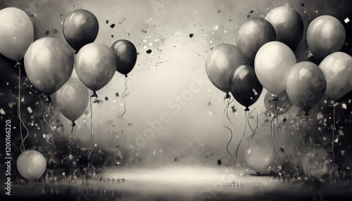 Wallpaper Mural Balloons and confetti border Birthday or party background with copyspace for text Torontodigital.ca