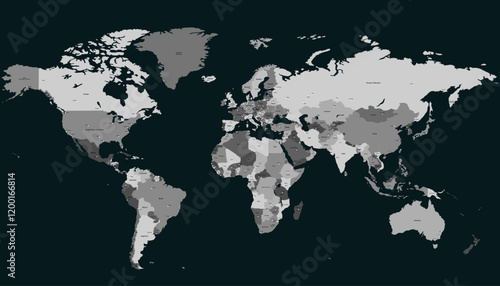 World map. Modern color vector map. Silhouette map.