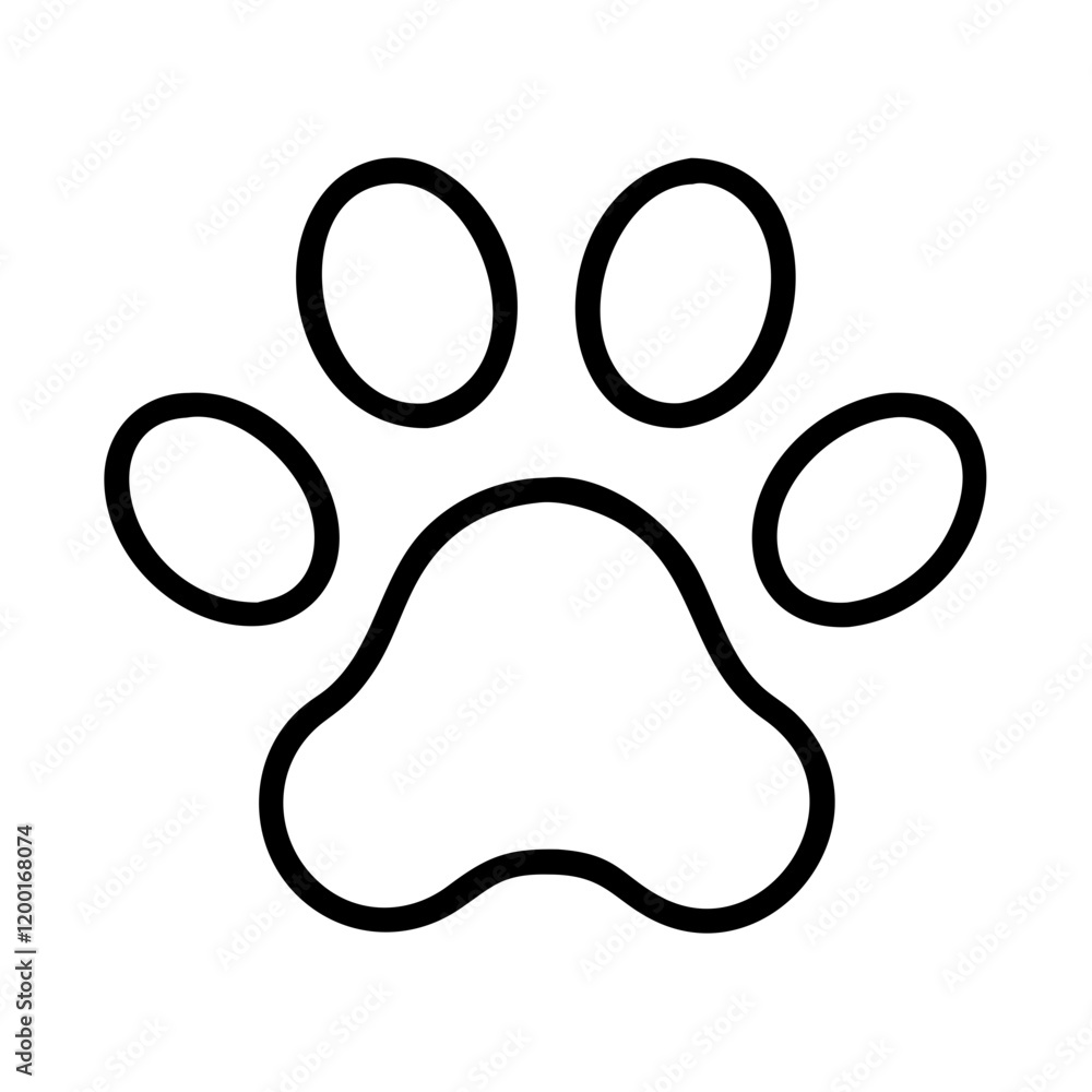 paw print icon, paw print line art - simple line art of paw print, perfect for paw print logos and icons and themed design paw print icon, paw print line art - simple line art of paw print, perfect for paw print logos and icons and themed design