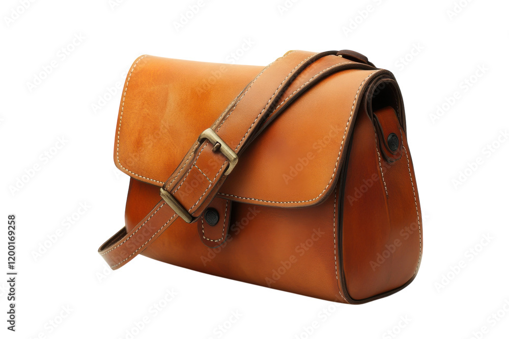 Leather handbag in warm brown color with adjustable strap designed for casual outings or everyday use Leather handbag in warm brown color with adjustable strap designed for casual outings or everyday use