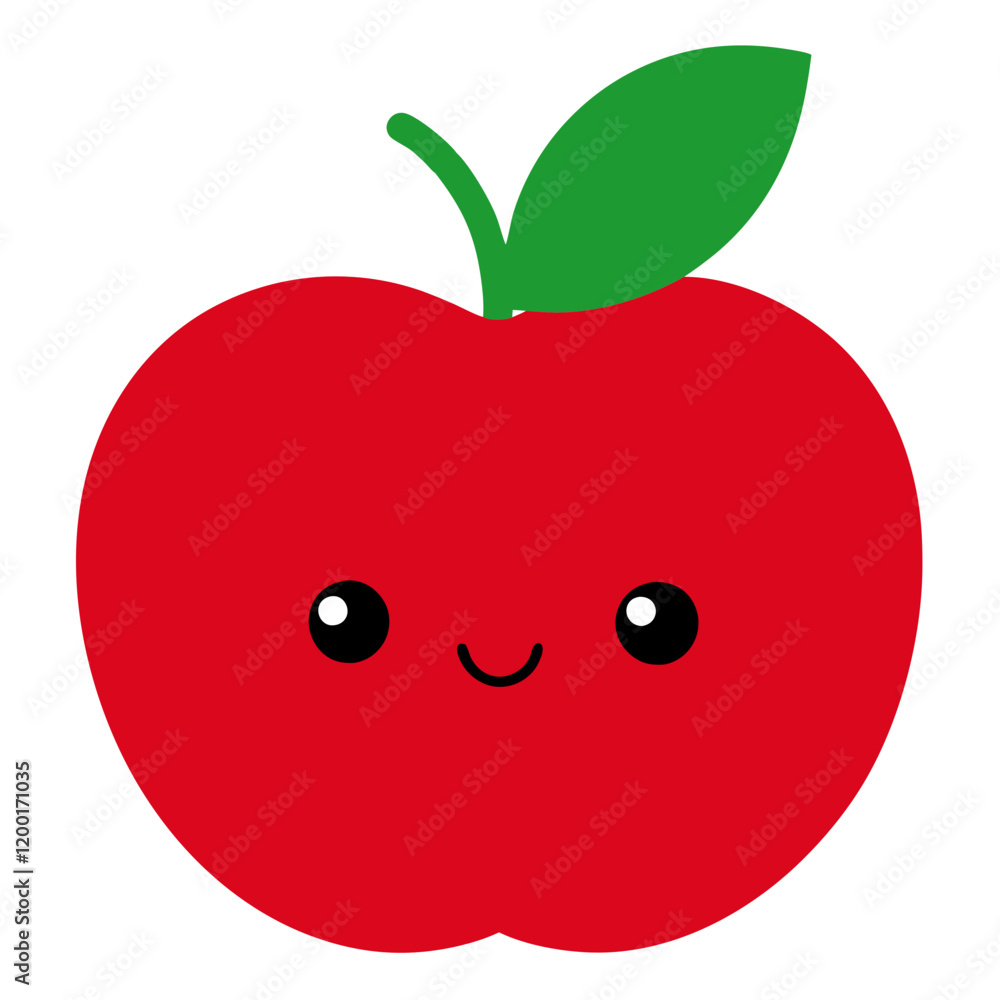 Apple Vector Art Illustration - Flat Apple Fruit Design Apple Vector Art Illustration - Flat Apple Fruit Design